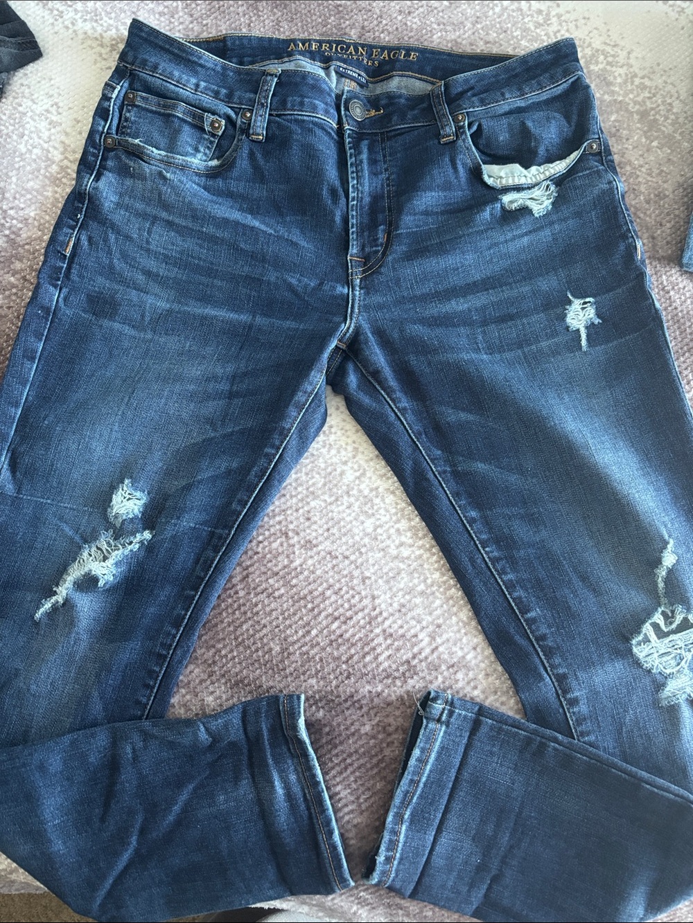 American Eagle Outfitters Blue Distressed Skinny Jeans